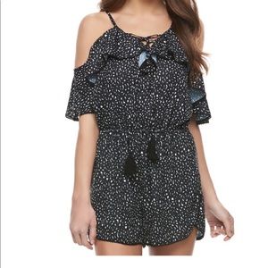 Jolie Vie Lace-Up Cold Shoulder Romper